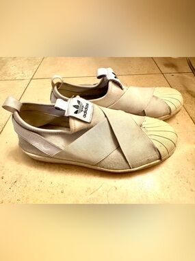 adidas White Slip-On Shell-Toe Sneakers